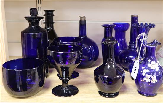 A collection of Bristol Blue glassware tallest 23cm